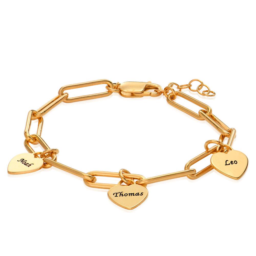 Rory Chain Link Bracelet with Custom Heart Charms in 18k Gold Plating-3 product photo