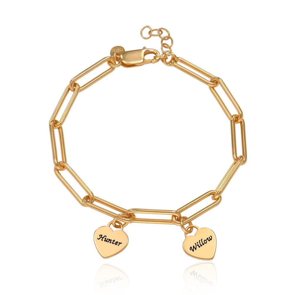 Rory Chain Link Bracelet with Custom Heart Charms in 18K Gold Vermeil-2 product photo