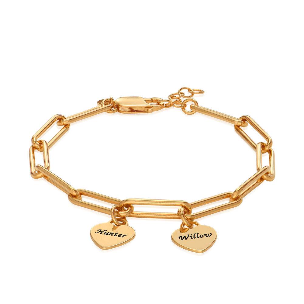 Rory Chain Link Bracelet with Custom Heart Charms in 18K Gold Vermeil-1 product photo