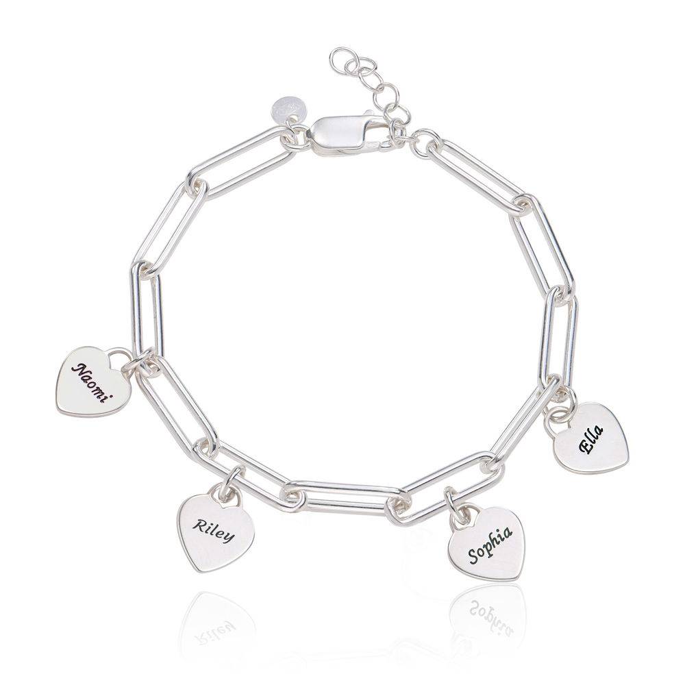 Rory Chain Link Bracelet with Custom Heart Charms in Sterling Silver-1 product photo