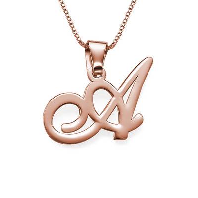 Initials Pendant Necklace in 18K Rose Gold Plating-4 product photo