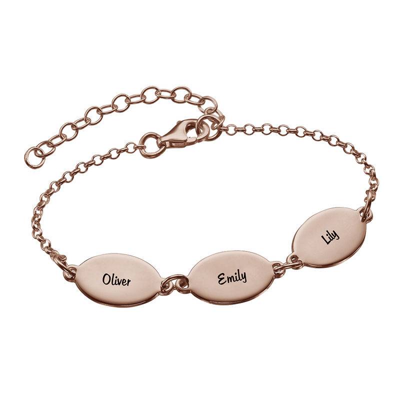 Rose Gold Plated Mom Bracelet with Kids Names - Oval Design-2 product photo