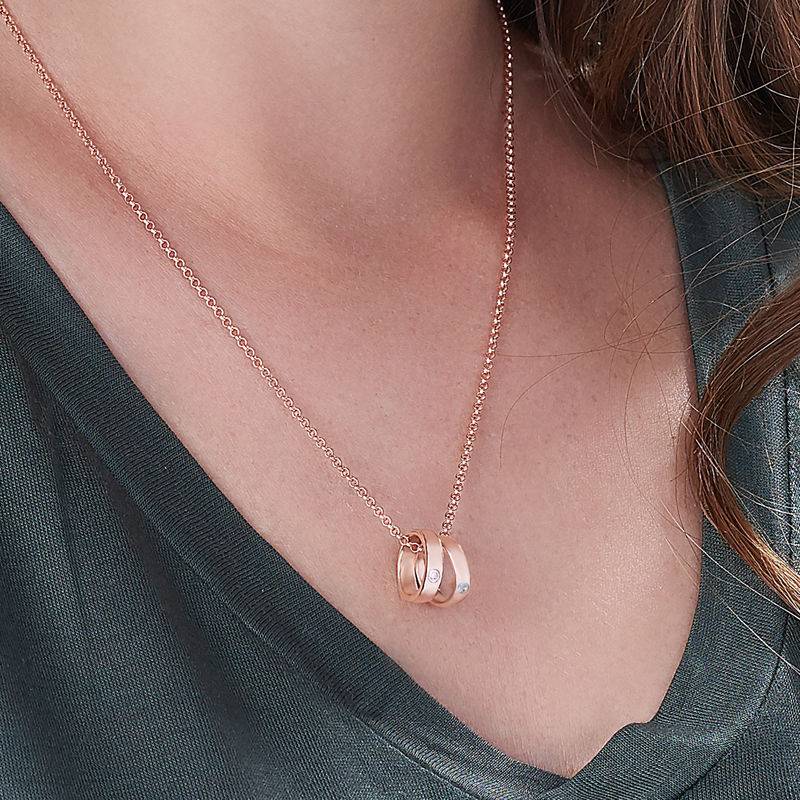 Rose Gold Plating Mother Ring Necklace with Engraving-2 product photo