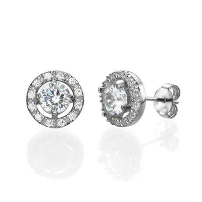 Round Cubic Zirconia Stud Earrings-1 product photo