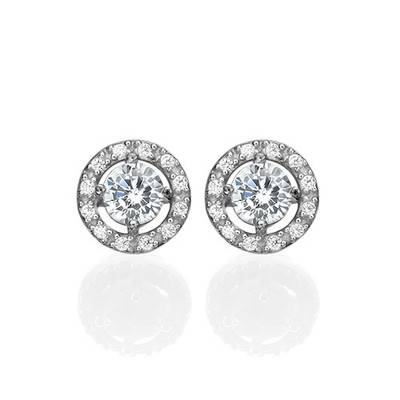 Round Cubic Zirconia Stud Earrings-2 product photo