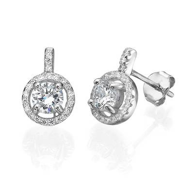 Round Cut Earrings with Cubic Zirconia product photo