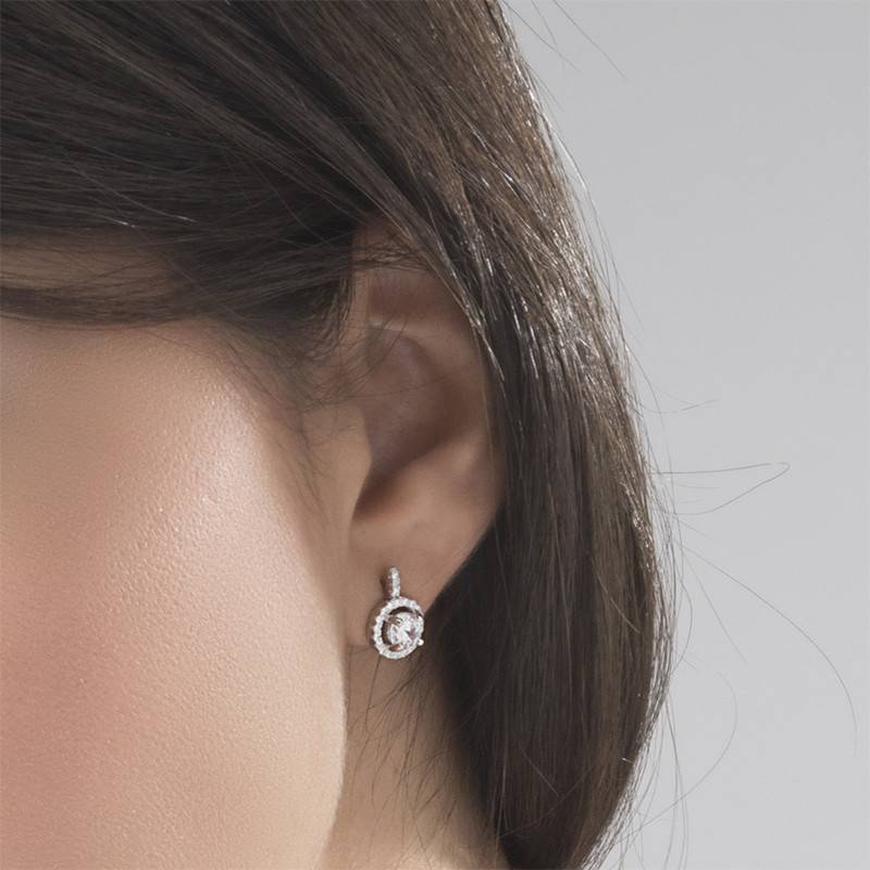 Round Cut Earrings with Cubic Zirconia-3 product photo