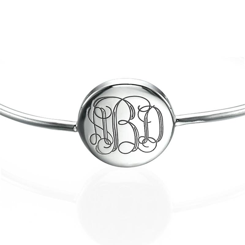 Round Monogram Bangle Bracelet in Silver product photo