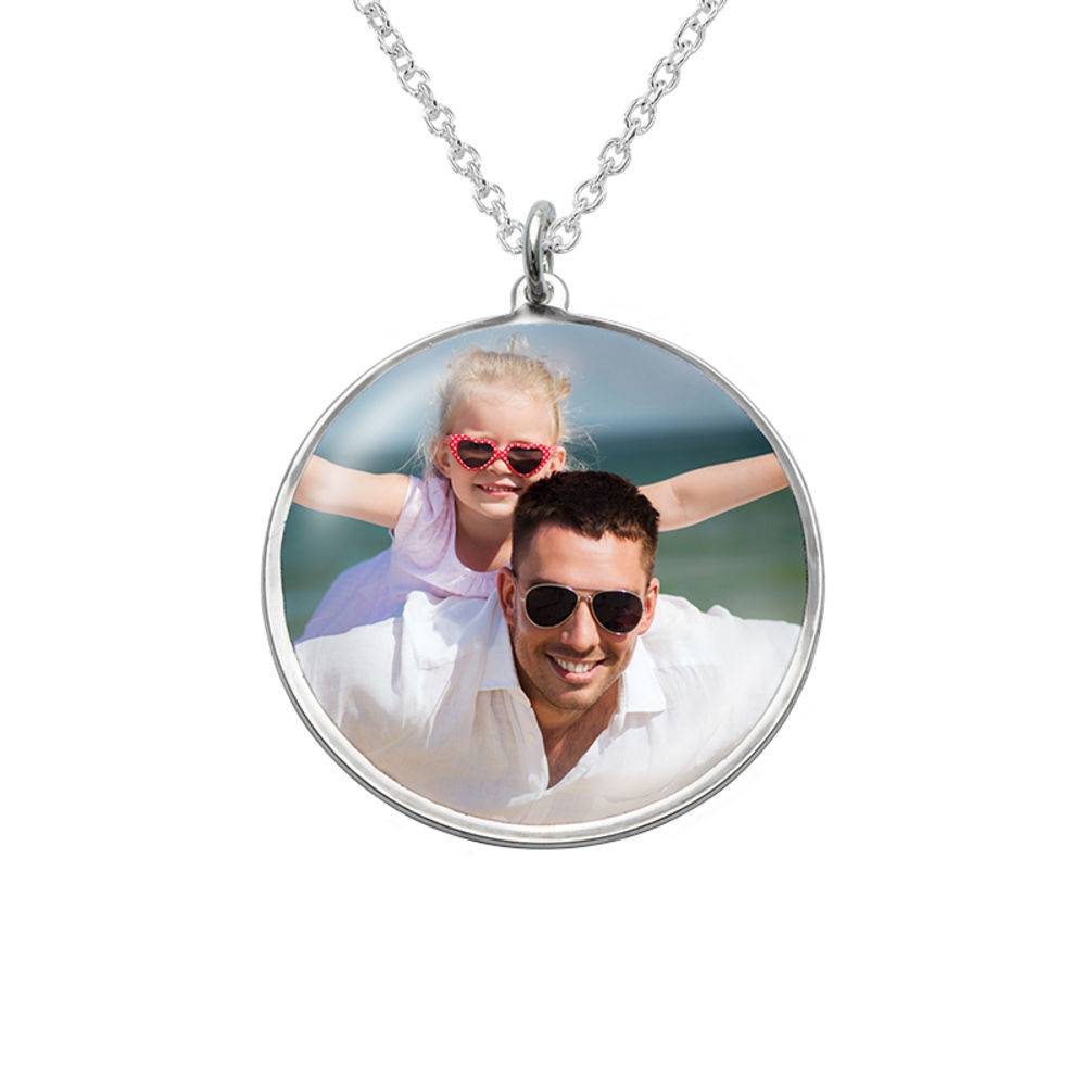 Round Pendant with Photo necklace in Sterling Silver-1 product photo
