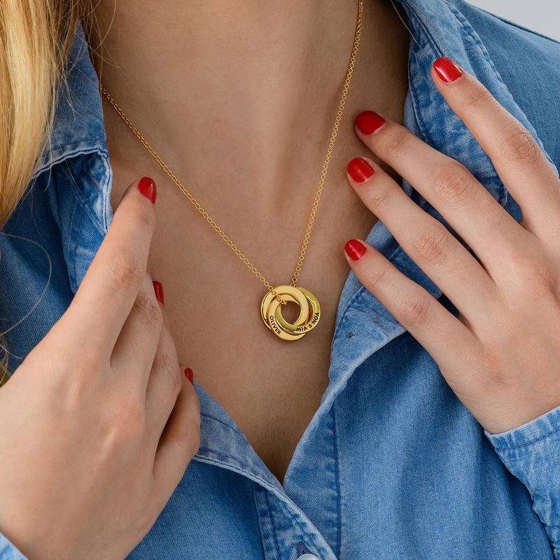 Russian Ring Necklace in Gold Plated Silver - 3D Curved Design product photo