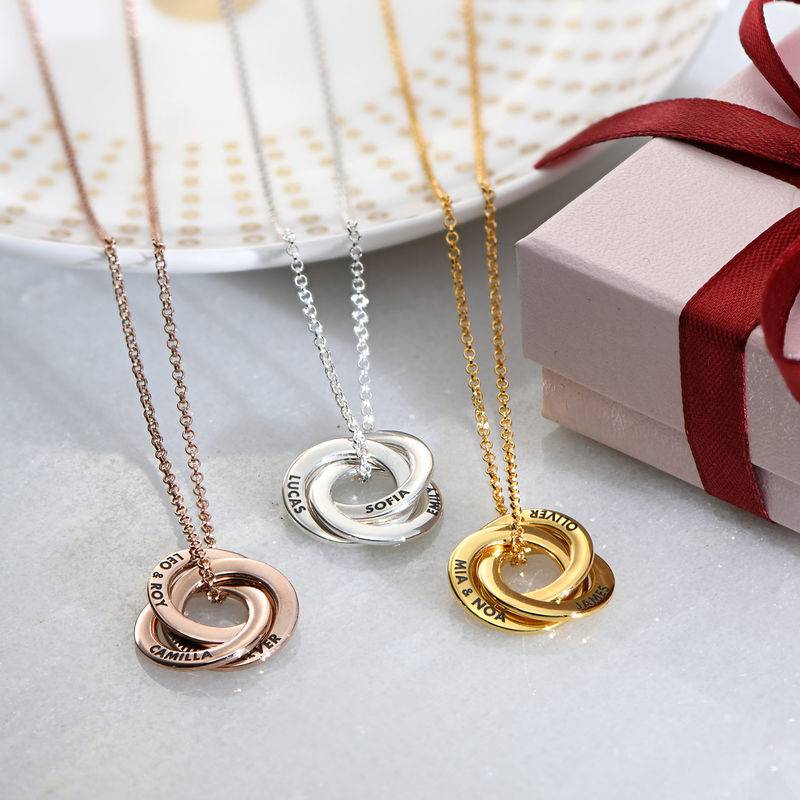 Russian Ring Necklace in Gold Plated Silver - 3D Curved Design product photo
