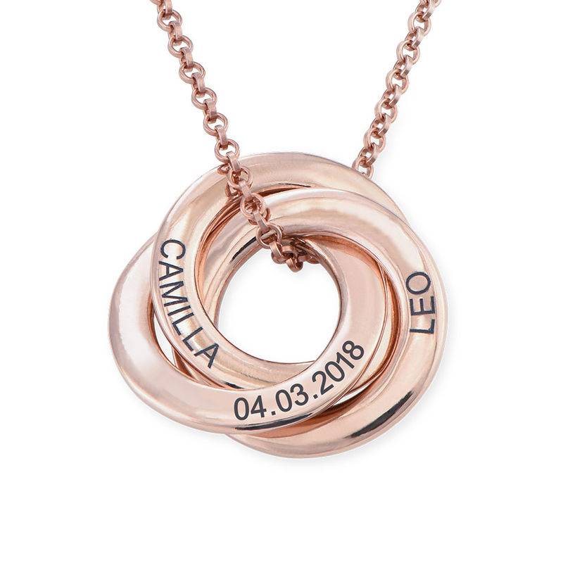 Russian Ring Necklace in Rose Gold Plated Silver - 3D Curved Design-2 product photo