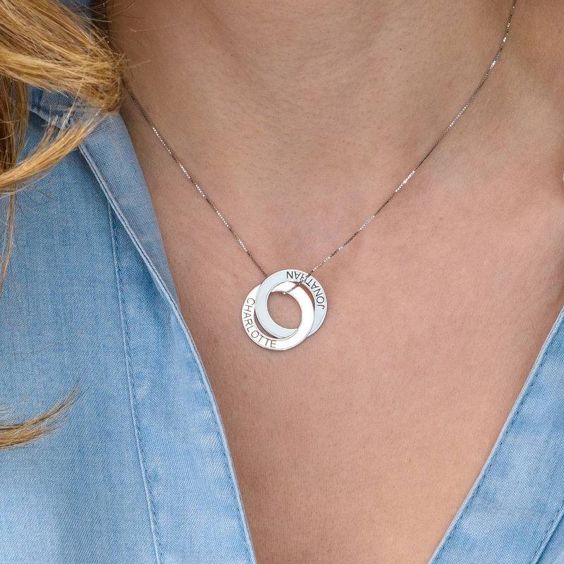 Russian Ring Necklace with 2 Rings in 10K White Gold-1 product photo
