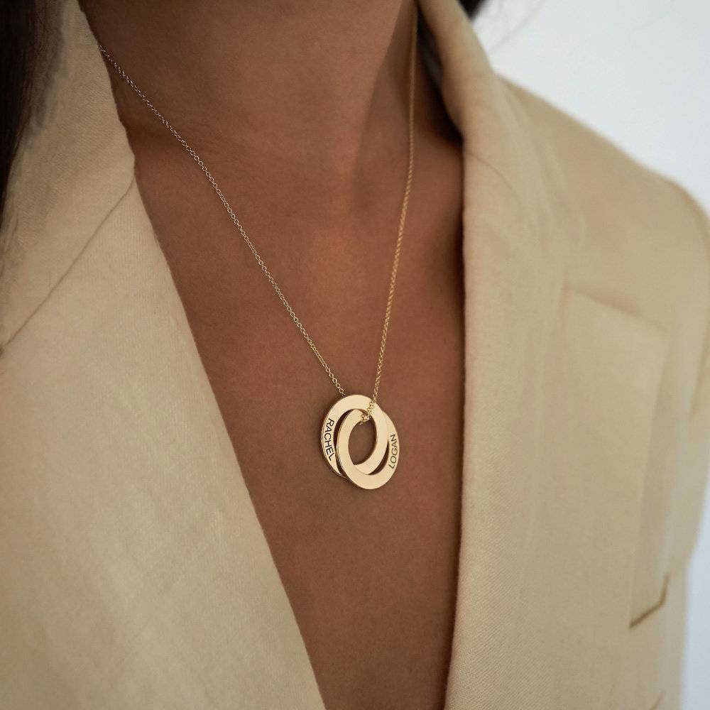 Russian Ring Necklace with 2 Rings in 14k Gold-3 product photo