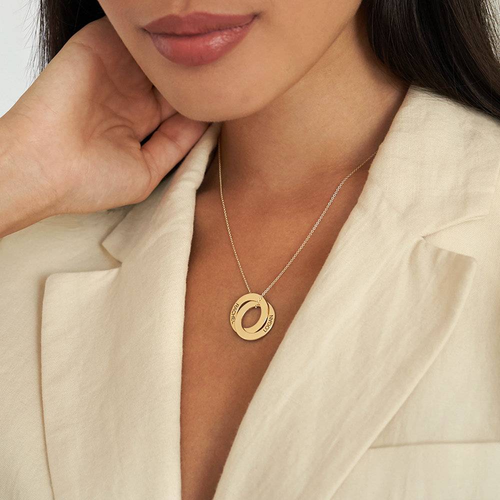 Russian Ring Necklace with 2 Rings in 14k Gold-2 product photo