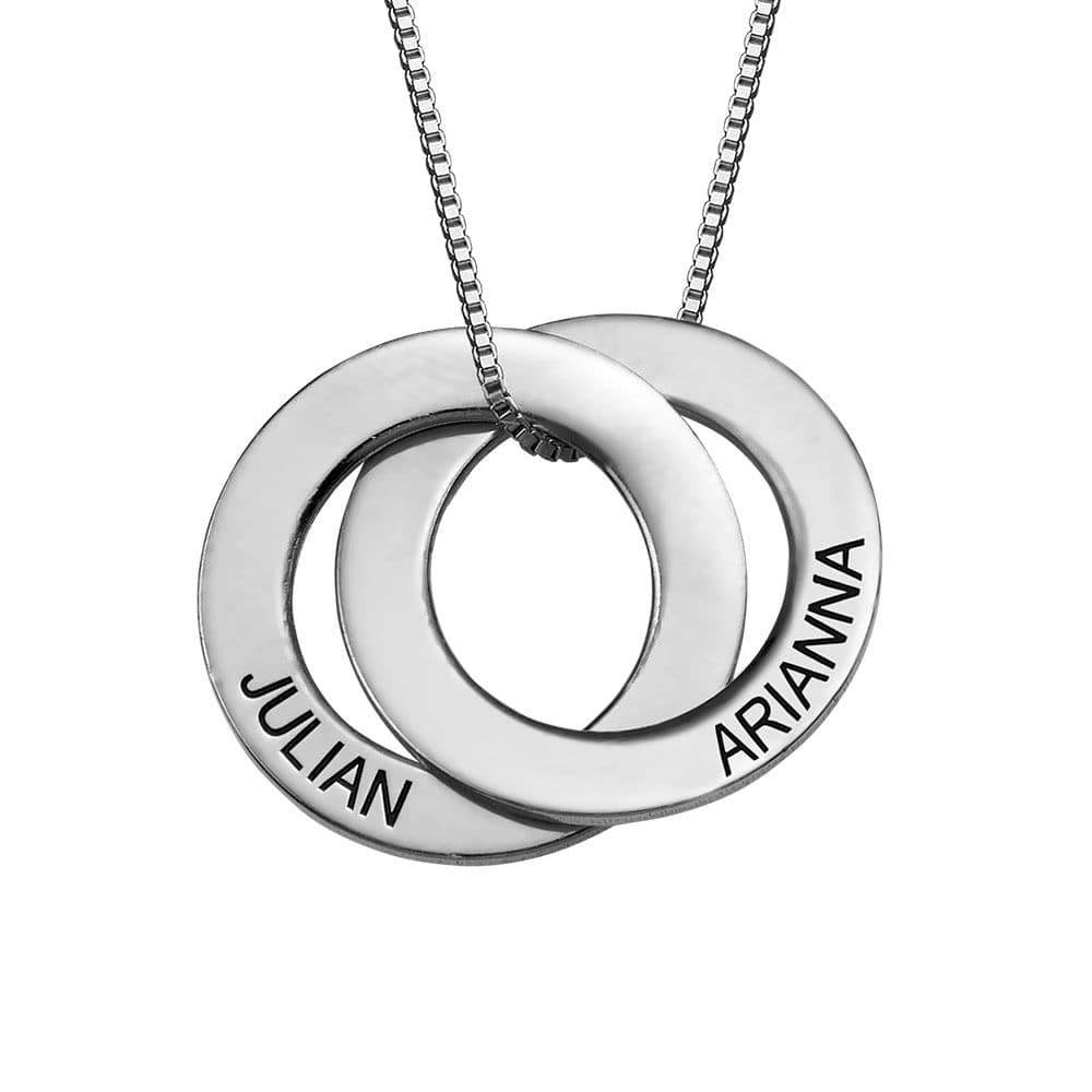 Russian Ring Necklace with 2 Rings in 10k White Gold product photo