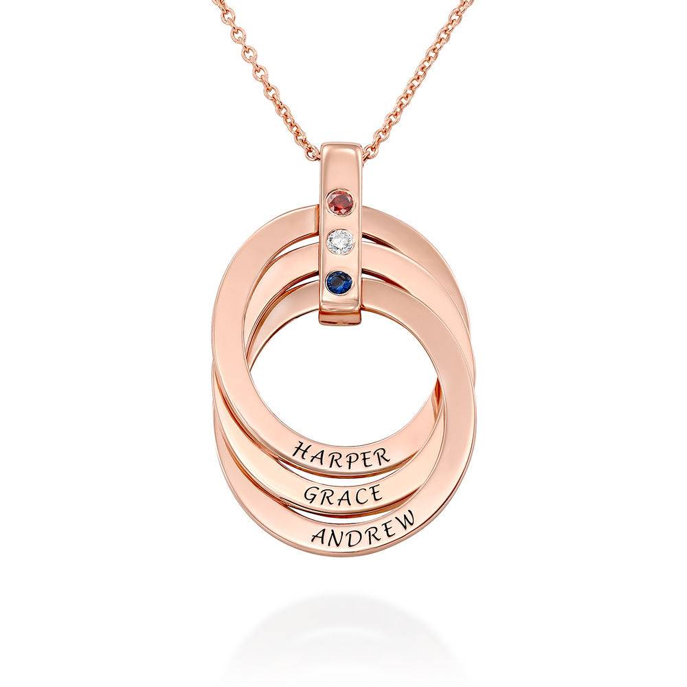 Russian Ring Necklace with Birthstones in Rose Gold Plating-1 product photo