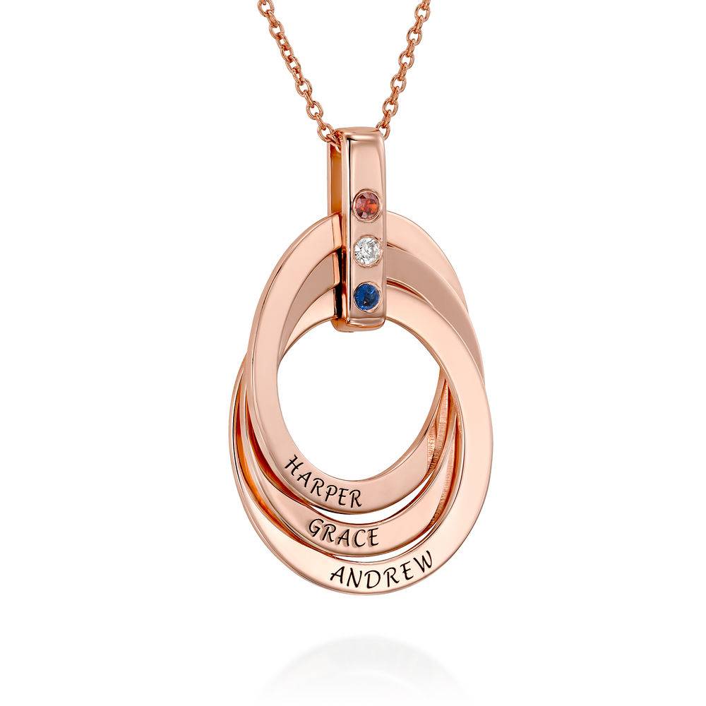 Russian Ring Necklace with Birthstones in Rose Gold Plating-3 product photo