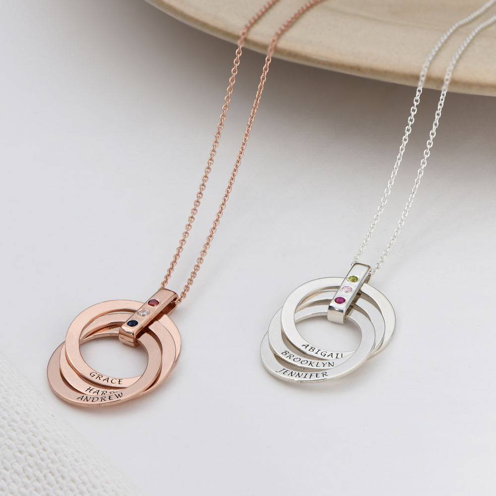 Russian Ring Necklace with Birthstones in Rose Gold Plating-4 product photo