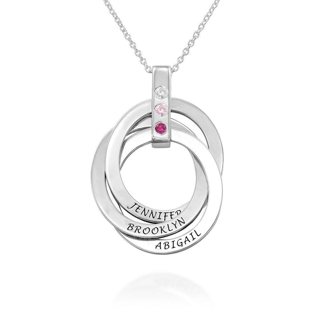 Russian Ring Necklace with Birthstones in Sterling Silver-1 product photo