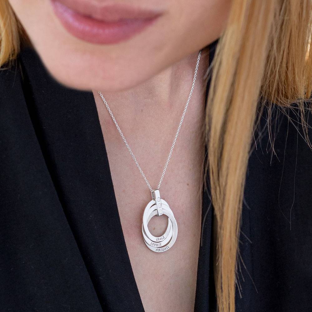 Russian Ring Necklace with Birthstones in Sterling Silver-8 product photo