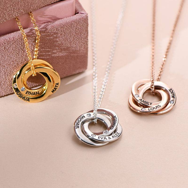 Russian Ring Necklace with Cubic Zirconia in Rose Gold Plating product photo