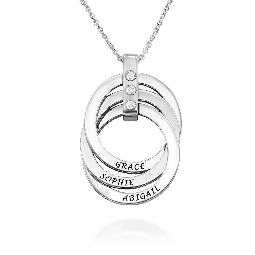 Russian Ring Necklace with Diamonds in Sterling Silver product photo