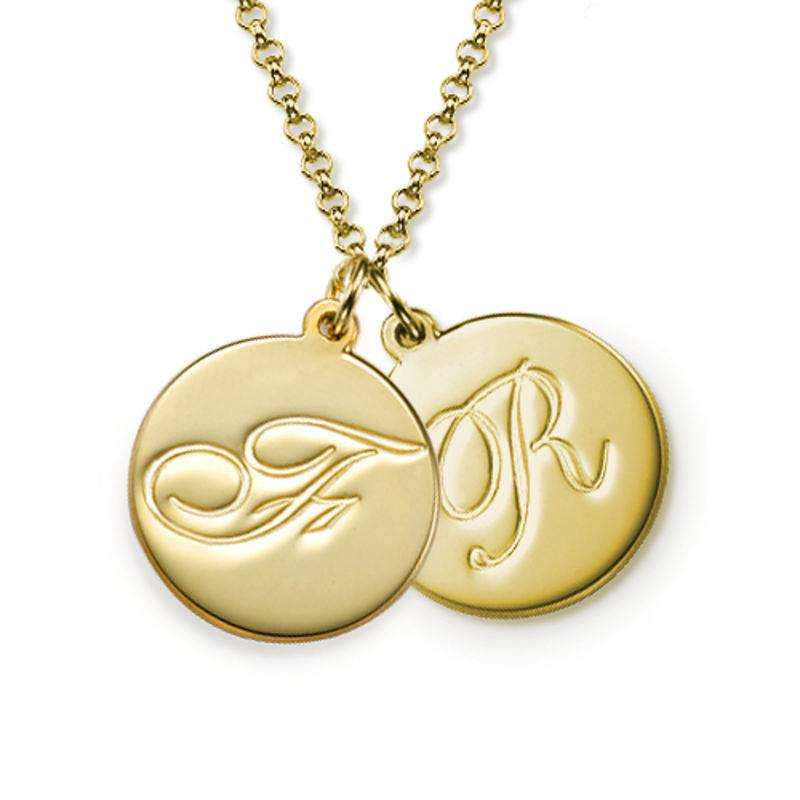 18k Gold Plating Script Initial Necklace-2 product photo