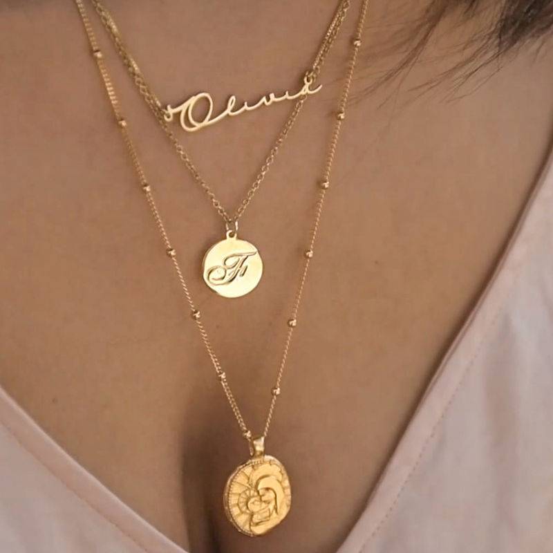18k Gold Plating Script Initial Necklace-4 product photo