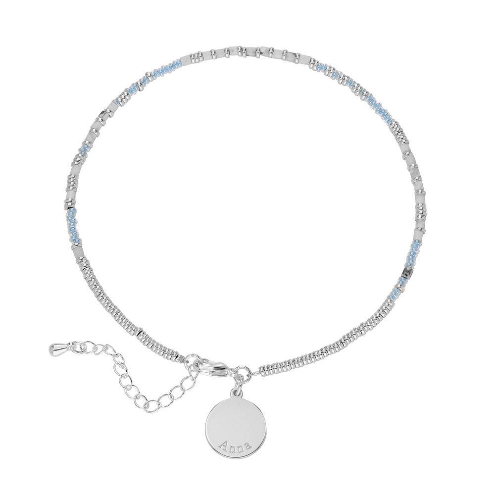 Sea Breeze Beads Bracelet/Anklet With Engraved Pendant in Sterling Silver product photo