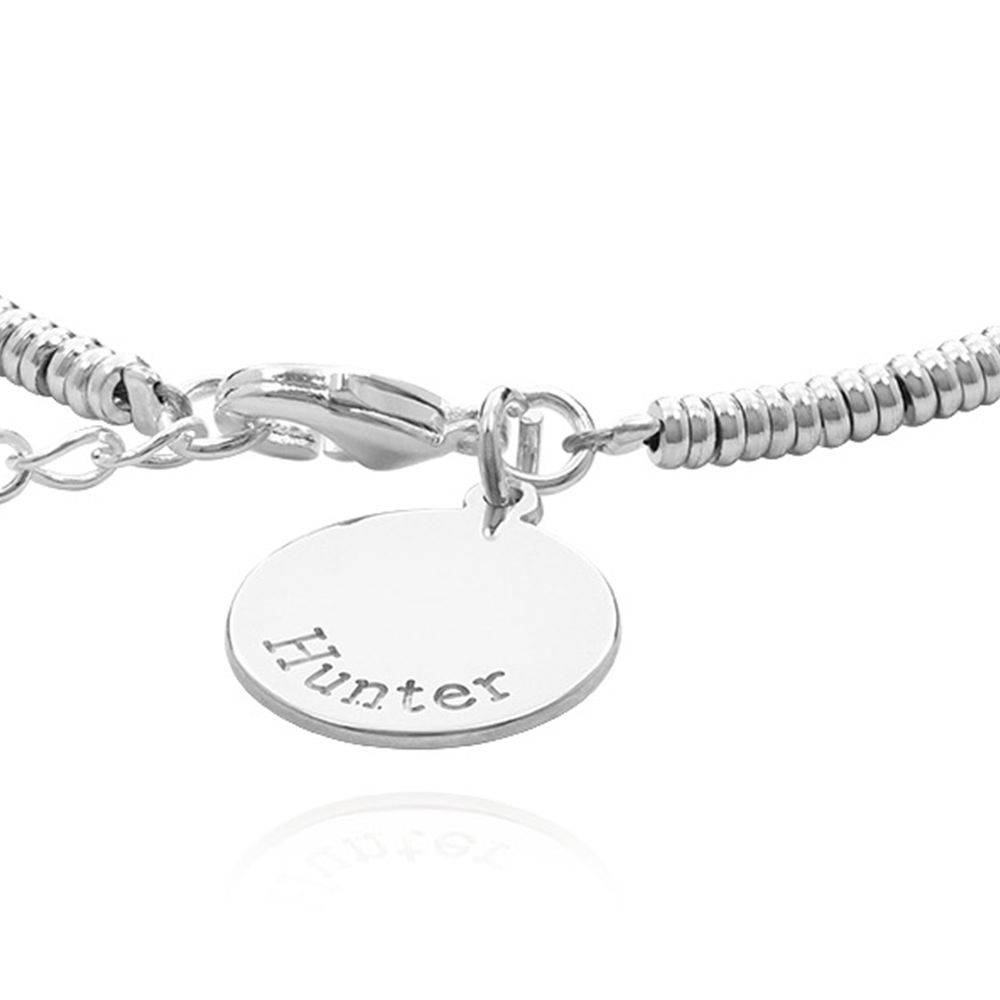 Sea Breeze  Beads Bracelet/Anklet With Engraved Pendant in Sterling Silver product photo