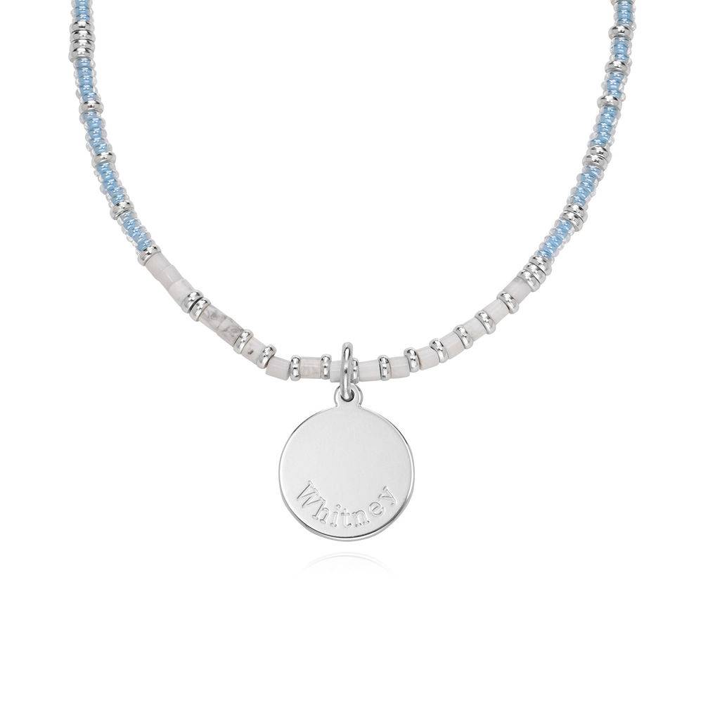 Sea Breeze Beads Necklace With Engraved Pendant in Sterling Silver-1 product photo