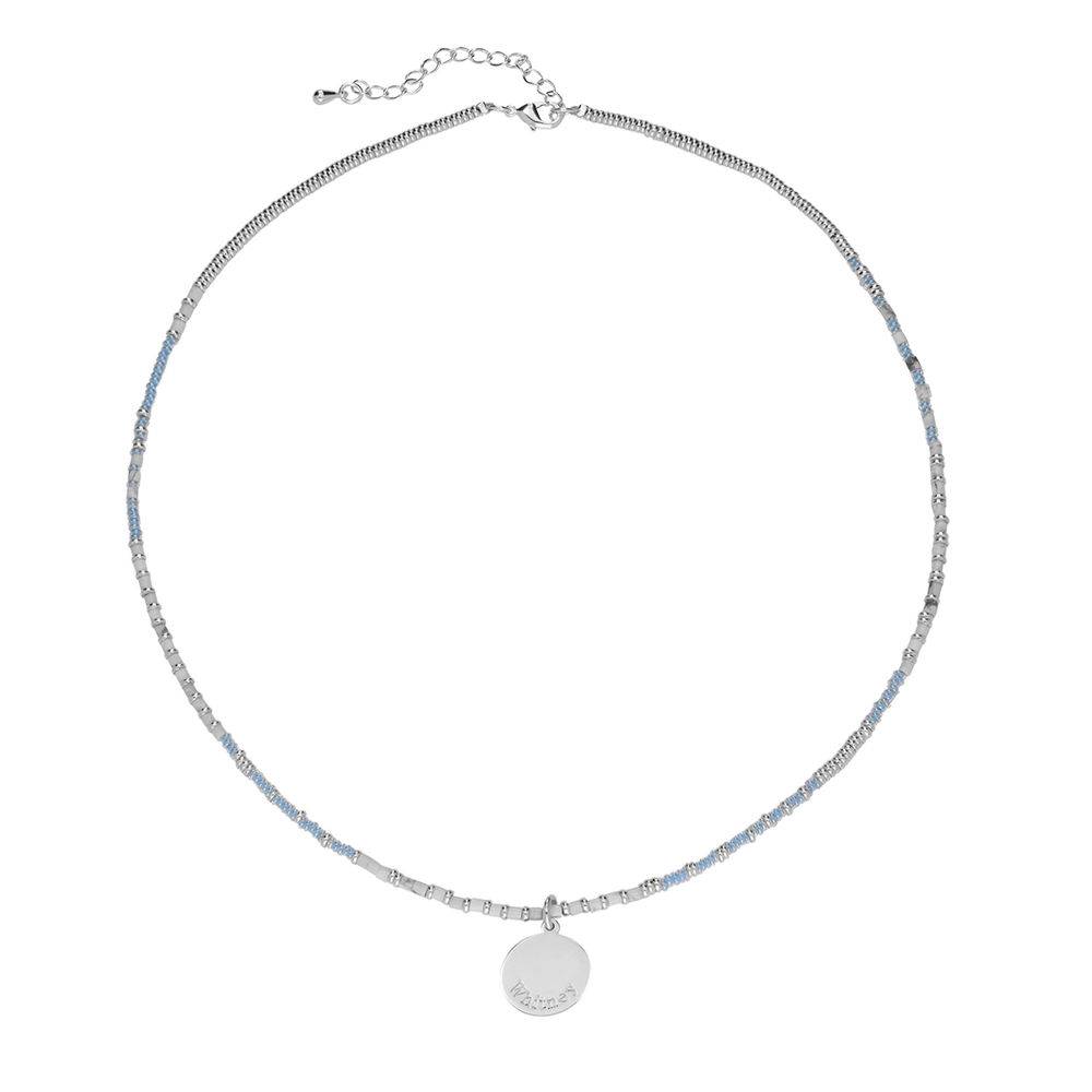 Sea Breeze Beads Necklace With Engraved Pendant in Sterling Silver product photo
