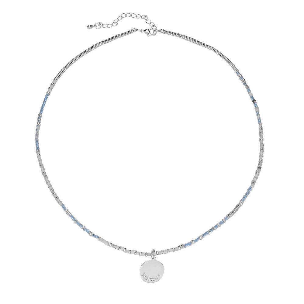 Sea Breeze Beads Necklace With Engraved Pendant in Sterling Silver-3 product photo