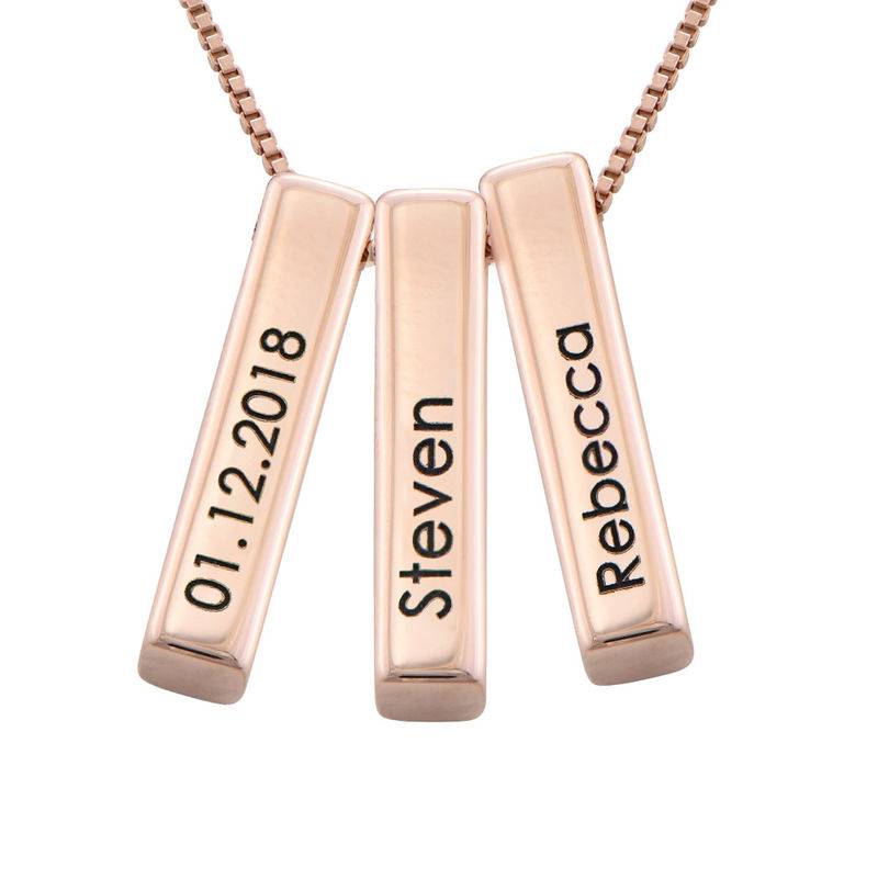 Short 3D Bar Necklace in Rose Gold Plating product photo