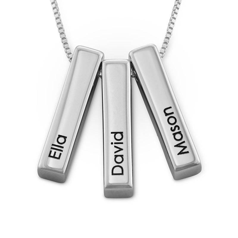 Short 3D Bar Necklace in Silver-1 product photo