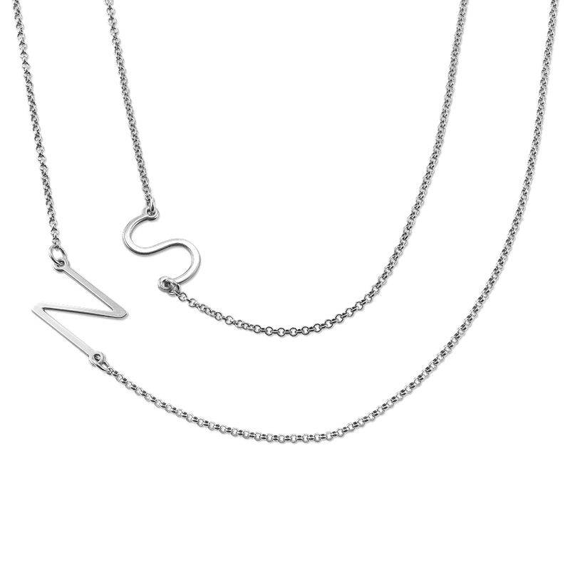 Sterling Silver Sideways Initial Necklace-2 product photo