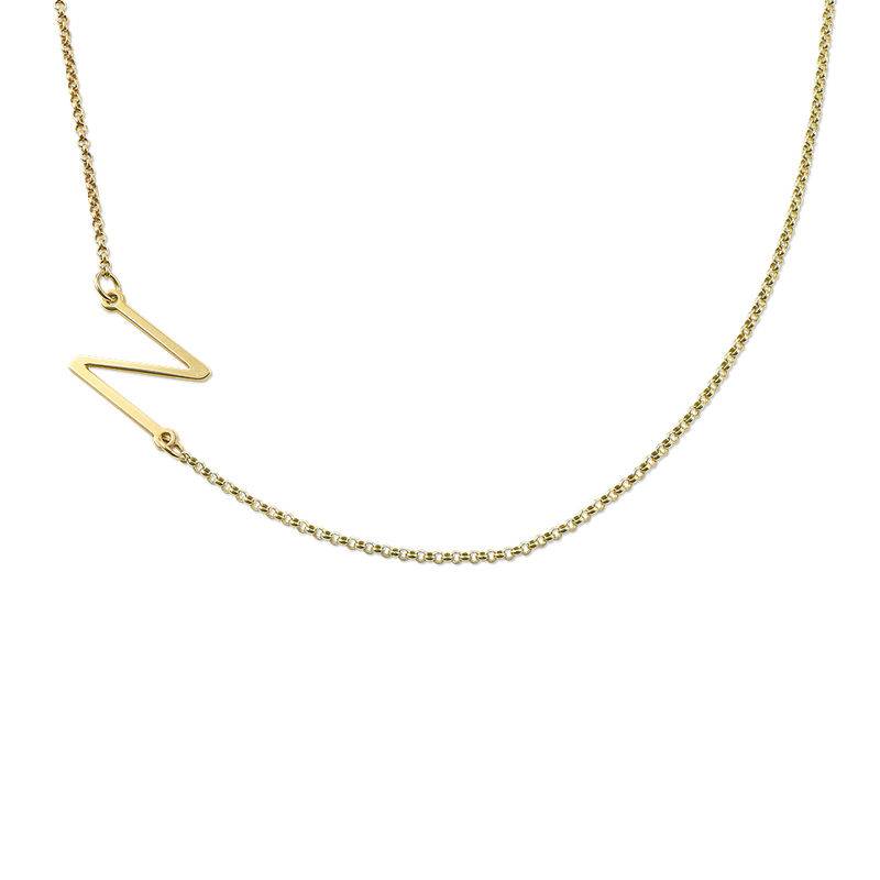 Gold Plated Side Initial Necklace-1 product photo