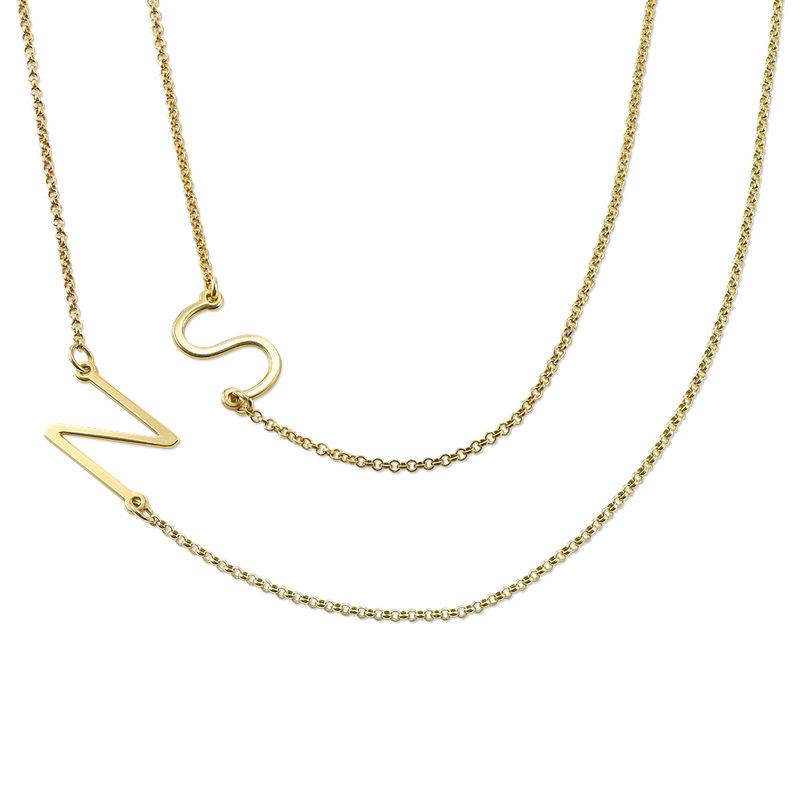 Gold Plated Side Initial Necklace-2 product photo