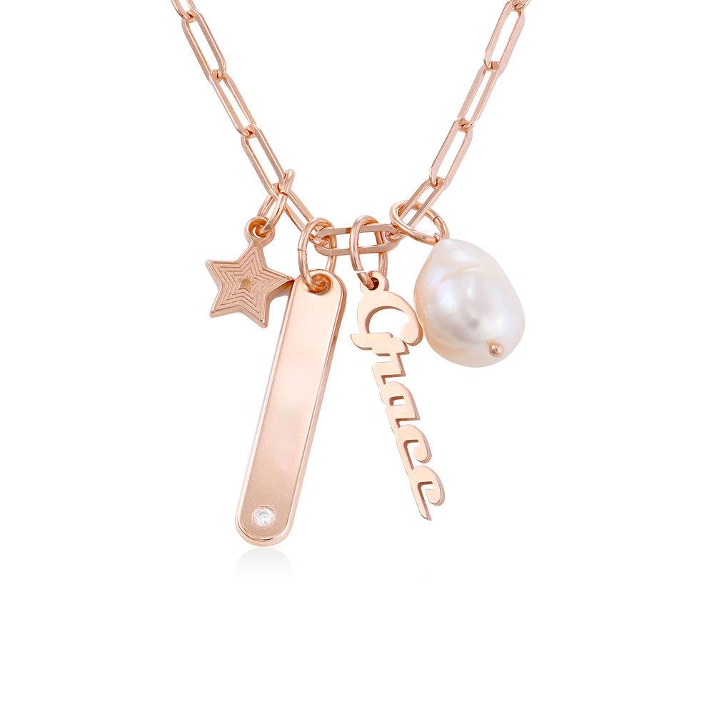 Siena Chain Bar Necklace in 18k Rose Gold Plating product photo