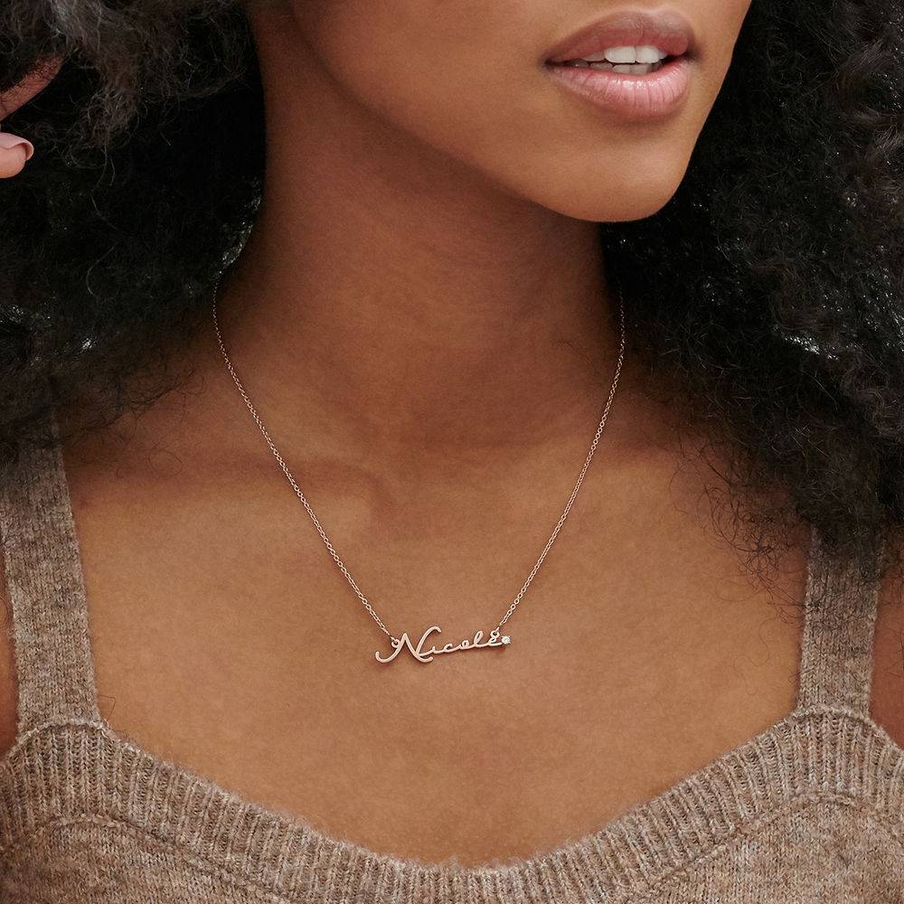 Signature Style Name Necklace in Rose Gold Plating with Diamond-1 product photo