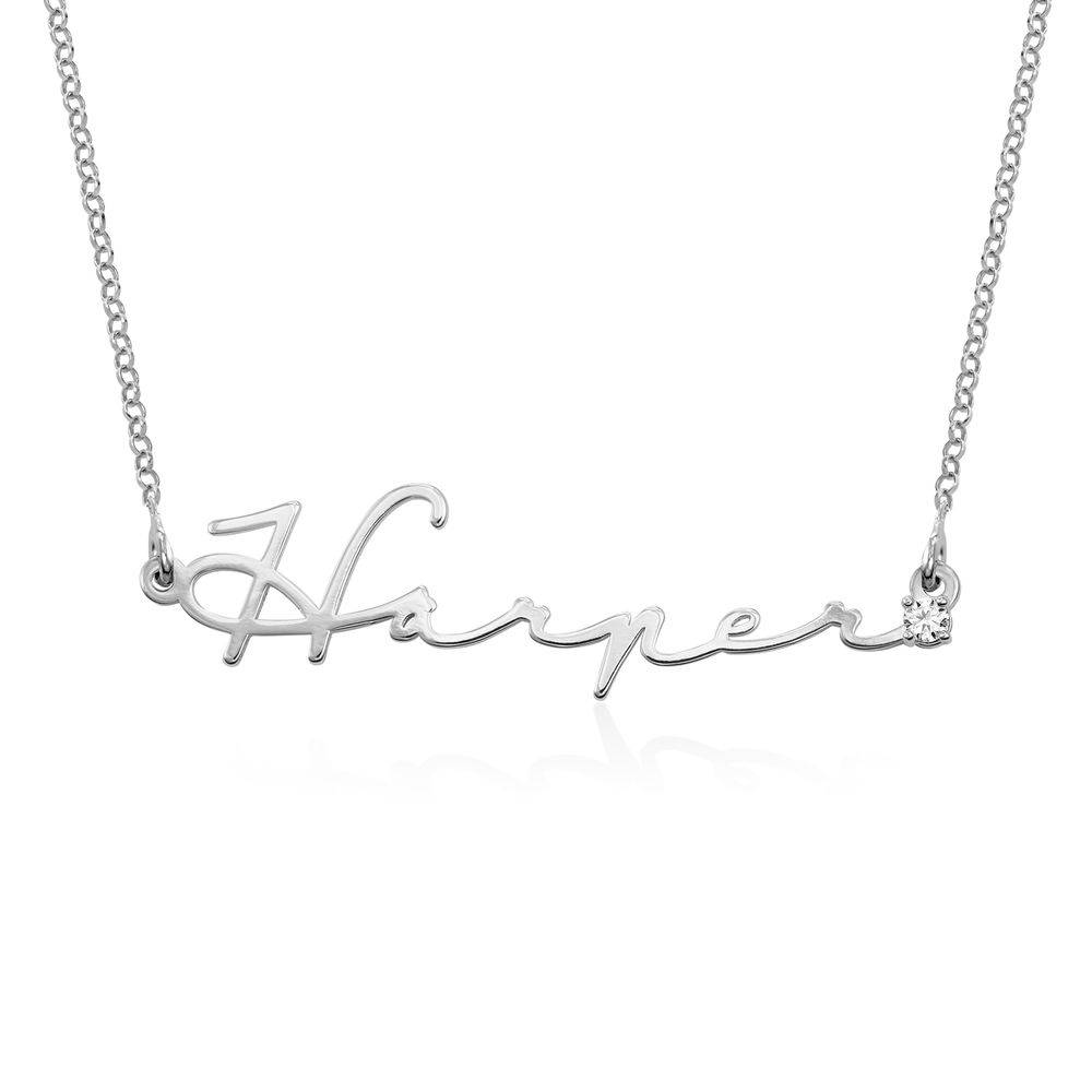 Signature Style Name Necklace in Sterling Silver with Diamond product photo