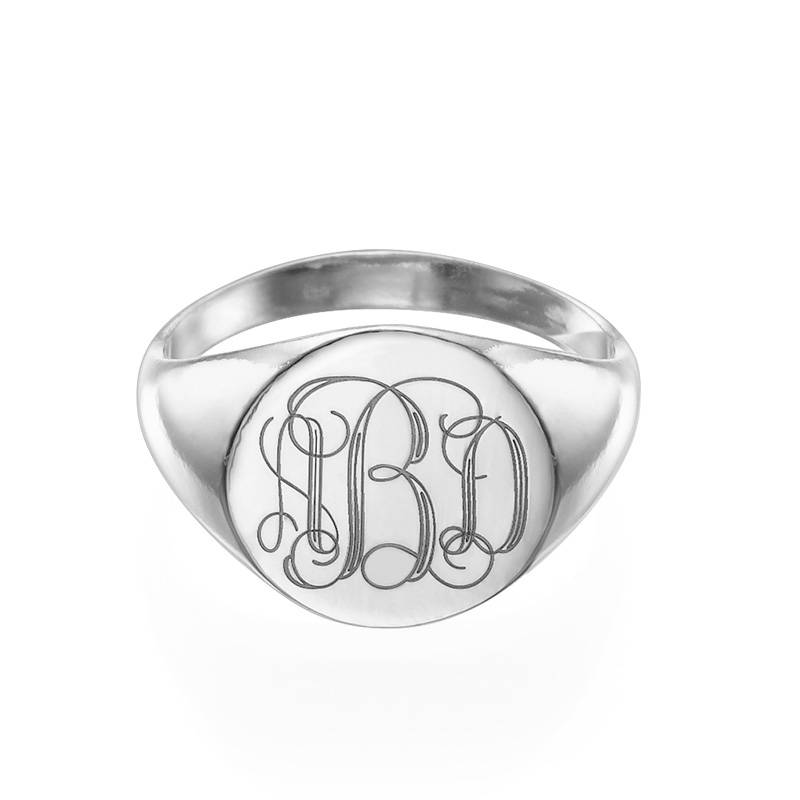 Signet Ring in Sterling Silver with Engraved Monogram-3 product photo