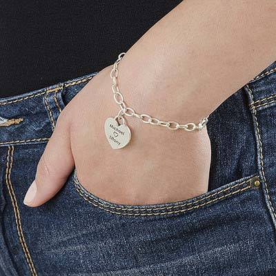Sterling Silver  Heart Charm Bracelet-3 product photo