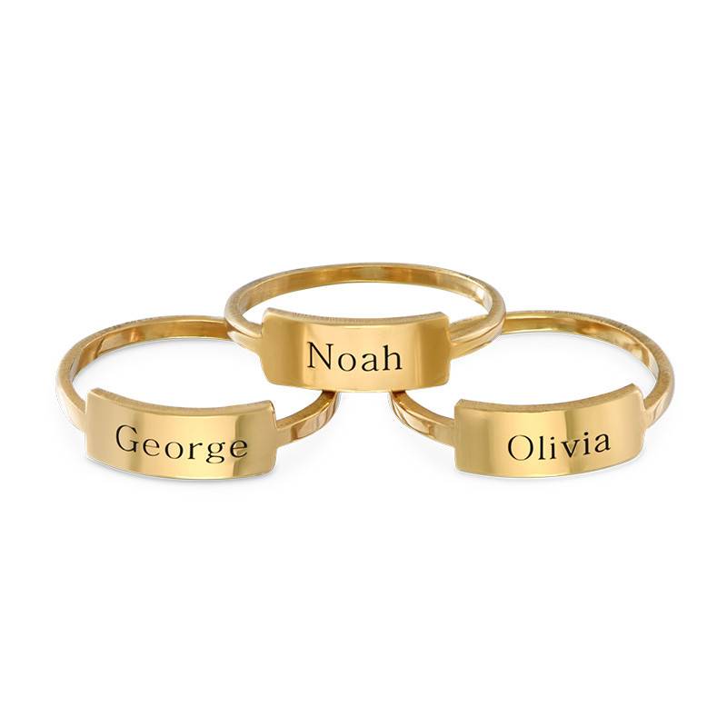 Silver Engraved Nameplate Ring - Gold Plated product photo