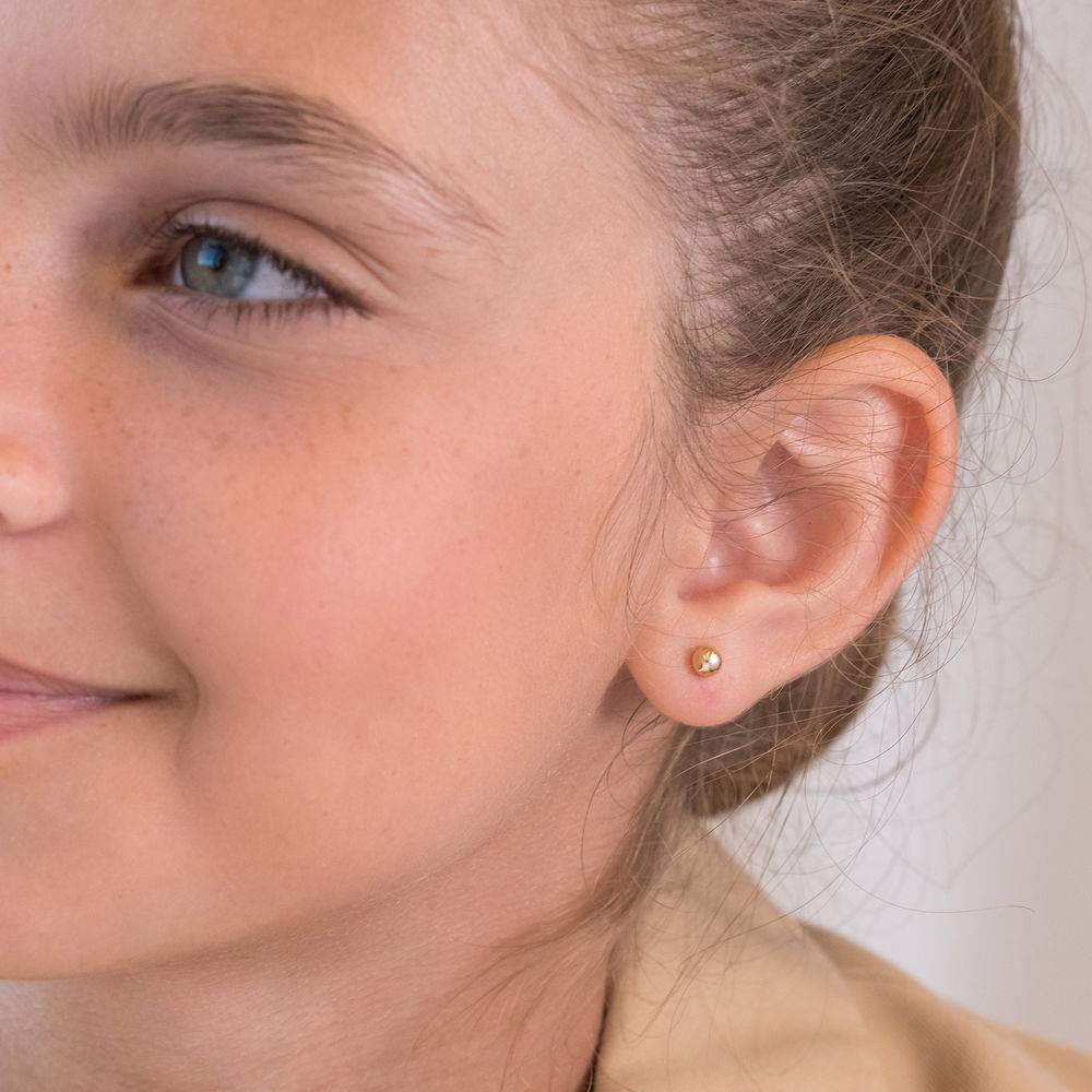 Small 10K Gold Round Stud Earrings-3 product photo