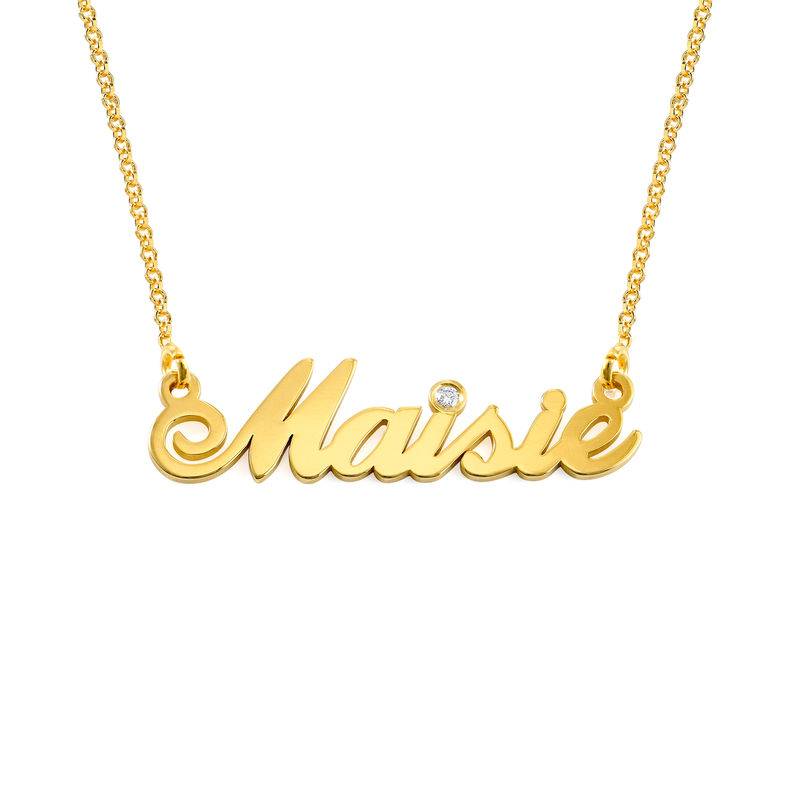 Hollywood Small Name Necklace with 0.02 CT Diamond in 18k Gold Vermeil-1 product photo