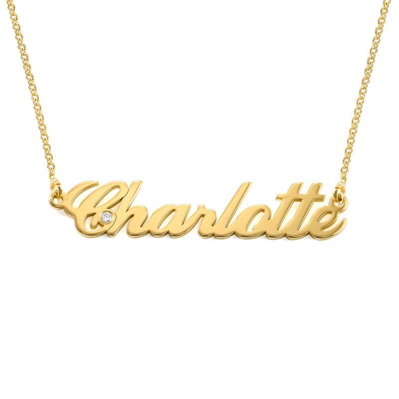 Hollywood Small Name Necklace with 0.02 CT Diamond in 18k Gold Vermeil-2 product photo