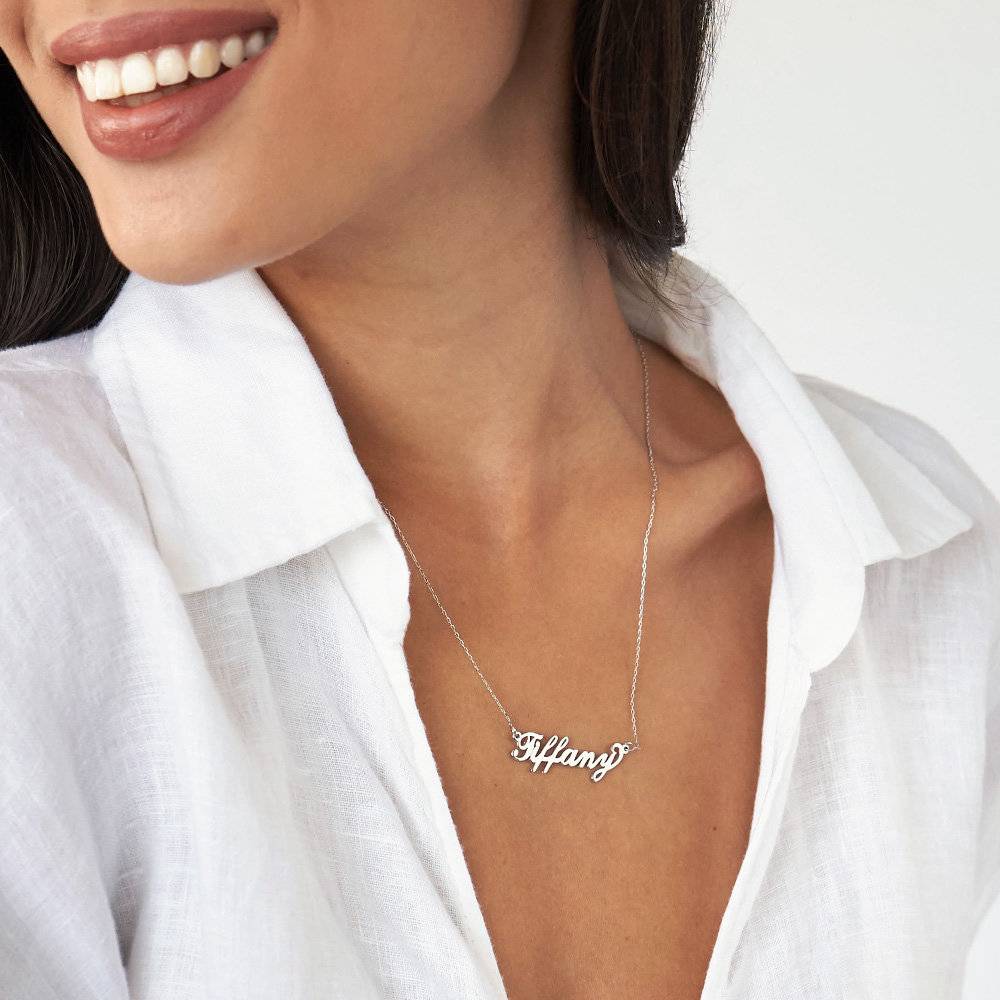 Small Carrie Style Name Necklace in 10k White Gold-2 product photo