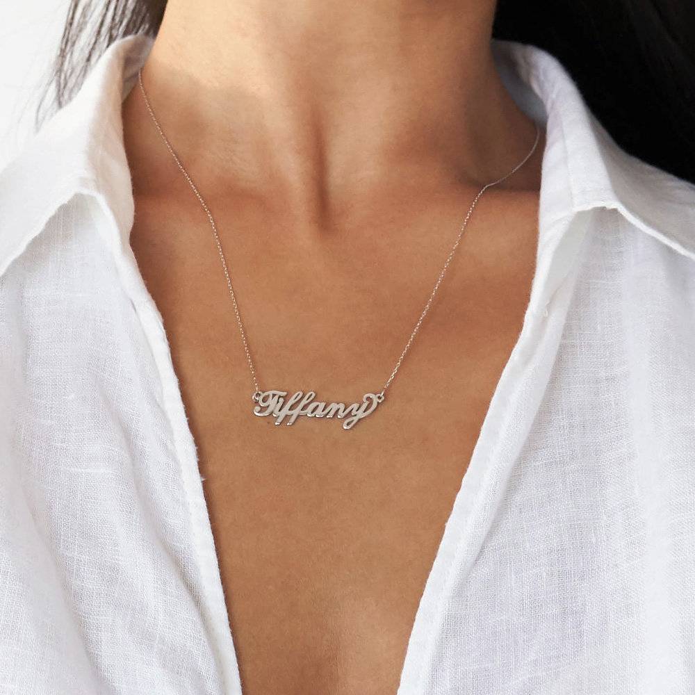 Small Carrie Style Name Necklace in 10k White Gold-3 product photo